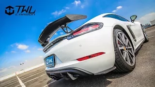 TWL Carbon Porsche 718 Cayman vacuum carbon fiber 981 GT4 Look Rear Spoiler Wing Install Manual