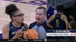 Oliva Miles EJECTED After 2nd Technical Foul, Double T Called | #9 Notre Dame Irish vs Northwestern