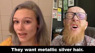 They want metallic SILVER BLOND I Hairdresser reacts to hair fails #hair #beauty