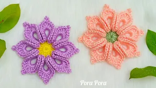 Crochet Flower I Crochet 8 Petals Flower I Crochet 3D Flower