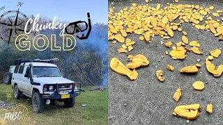 Big, Chunky, Gold! Snorkelling a freezing cold river pays off! Gold sniping in the landcruiser!