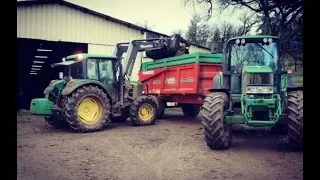 Curage et transport de fumier 2018 John Deere 6230 et 6630