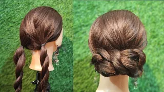 Easy beautiful low bun hairstyle। messy bun hairstyle।