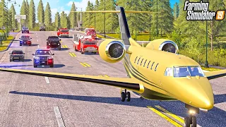 FUGATIVE ON THE LOOSE STEALS PRIVATE JET! | FARMING SIMULATOR 2019