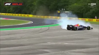 Sergio Perez crash Hungarian GP 2023 FP1