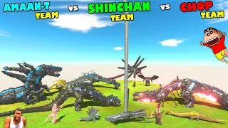 SHINCHAN UPGRADED TEAM vs CHOP TEAM vs AMAAN TEAM in Animal Revolt Battle Simulator | Dinosaur Game