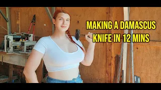 Making a Damascus knife in 12 mins