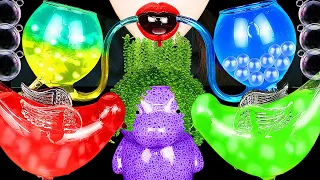 ASMR RAINBOW DRINKS *DRINKABLE JELLO, SEA GRAPES, FROG EGGS BOBA TEA, BIRD GLASS 신기한 물 먹방 DRINKING