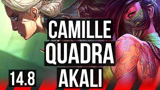 CAMILLE vs AKALI (TOP) | 16/1/4, Quadra, 8 solo kills, Legendary, 600+ games | TR Master | 14.8