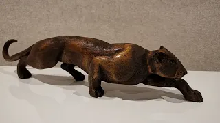 фигурка пумы из дерева своими руками | wooden cougar figurine