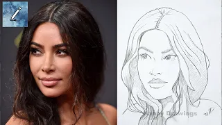 How to Draw Kim Kardashian | Pencil sketch | Draw from a picture #2 step by step