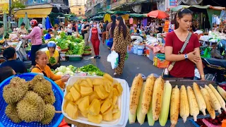 Best Cambodian street food | Delicious, Roasted corn, fruit, Vegetable, Fish @Orussey Market