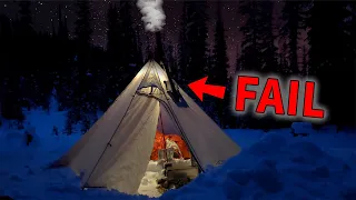 HOT TENT FAILURE // Solo Winter Camping