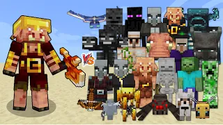 Armored Piglin Brute (Minecraft Dungeons) vs Every Mob in Minecraft - Minecraft Dungeons mob battle