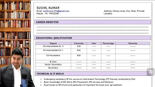 How To Draft Resume for Big 4 firms | CA Aspirants | CA Articleship | CA Freshers | CA Sushil Kumar