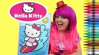 Coloring Hello Kitty Surfing Sanrio GIANT Coloring Book Page Crayola Crayons | KiMMi THE C
