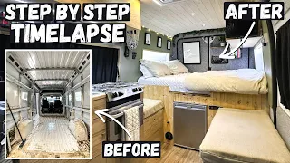 DIY BEGINNER Complete Van Build Timelapse | Step by Step Amateur Build