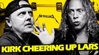 KIRK HAMMETT TRYING TO CHEER UP LARS ULRICH WHEN HE'S BORED DURING A REHEARSAL #METALLICA