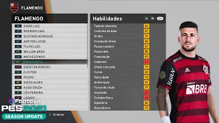 PES 2021 - OVERALL DOS JOGADORES DO FLAMENGO | Bmpes 7.0