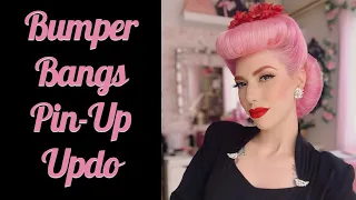 Pin-Up Updo with Bumper Bangs | Using hair donuts