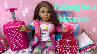 American Girl Doll Packing Her Suitcase for a Sleepover