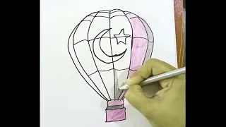 How to draw air balloon .air balloon drawing.  Hot-air Balloon Drawing | Easy drawing