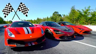 $1,000,000 DRAG RACE! (McLaren 720s vs Ferrari 488 Pista vs Ferrari F8 Tributo)