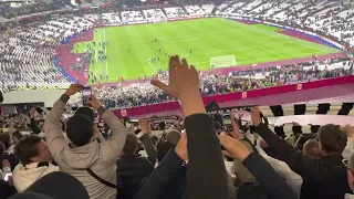 Eintracht Frankfurt fans at West Ham United London Stadium in Europa League Semi Final April 2022