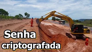 Escavadeira Komatsu, corte de Talude da Crista com Gabarito