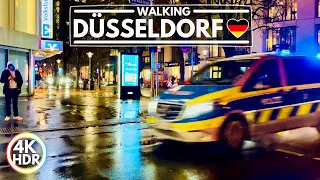 🇩🇪 Most Dangerous Area in Düsseldorf, Germany 2022 - Rain Walk, City Sounds 4K-HDR 60FPS