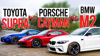 3 Pedal Faceoff | (Manual) Toyota GR Supra vs Porsche Cayman 718 GTS vs BMW M2