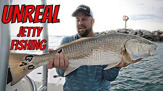 NON-STOP JETTY FISHING FOR BULL REDFISH -   Hot Bite With Tips & Tricks