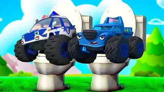 Monster Trucks - Police Car | Skibidi Toilet Meme Song