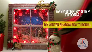 DIY LIGHT UP WINTER/CHRISTMAS SHADOW BOX TUTORIAL