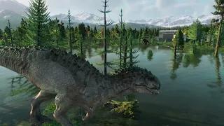 Jurassic World Evolution 2 Indominus Rex Hunting a Herd of Herbivores.