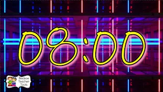 8 Minute Neon Countdown Timer with Music and Alarm