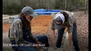 Off Grid Cabin Build | Installing SILL PLATES  | The Beginning Episode