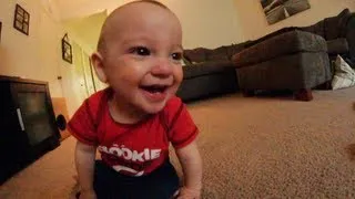 Baby Laughs Hysterically At Dad Throwing Toys!