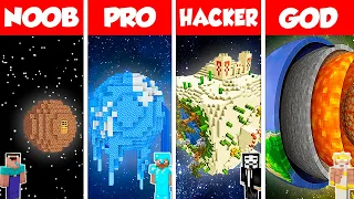 Minecraft Battle: NOOB vs PRO vs HACKER vs GOD: INSIDE PLANET HOUSE BASE BUILD CHALLENGE / Animation