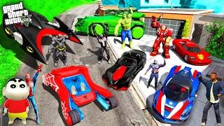 GTA 5 :😍 FRANKLIN & SHINCHAN Collecting SUPERHERO CARS in Gta 5 ! JSS GAMER ( GTA 5 Mods )