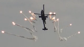 4K | Spectacular Flares Show APACHE AH 64 at Sanicole Airshow 2015