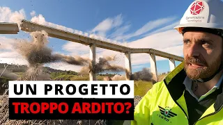 CADUTA DI UN PONTE ESAGERATO! Demolizione del viadotto San Giuliano - Fase 1