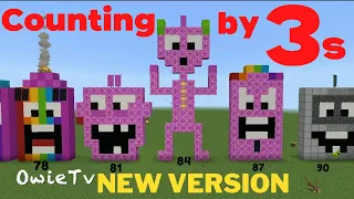 Numberblocks in  Minecraft- COUNTING BY 3s | Skip Counting by 3s | Learn to Count