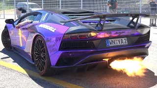 INSANE Lamborghini Aventador shooting FLAMES! - LOUD Capristo Exhaust Sound & Backfires!