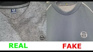 Sergio Tacchini sweat shirt real vs fake.  How to spot counterfeit Sergio Tachini sport shirts