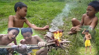 Primitive life #02 (Filipino version) Catch and Cook Fish | Eating delicious