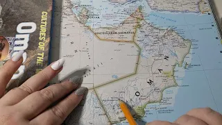 ASMR ~ Oman History & Geography ~ Soft Spoken Map Tracing Page Turning Book Sounds