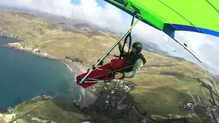 Taylors Mistake, Christchurch, NZ. 1st flight Morph Suprone Harness and new F2 Hang Glider