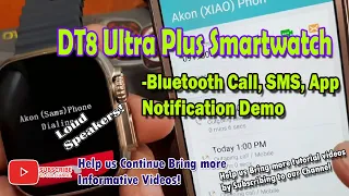 DT8 Ultra Plus Smartwatch -Bluetooth Call, SMS, App Notification Demo