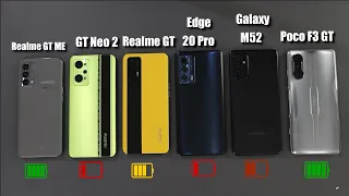 Realme GT Neo 2 Battery Drain Vs Samsung M52/GT Master Edition/Edge 20 Pro/Realme GT/Poco F3 GT
